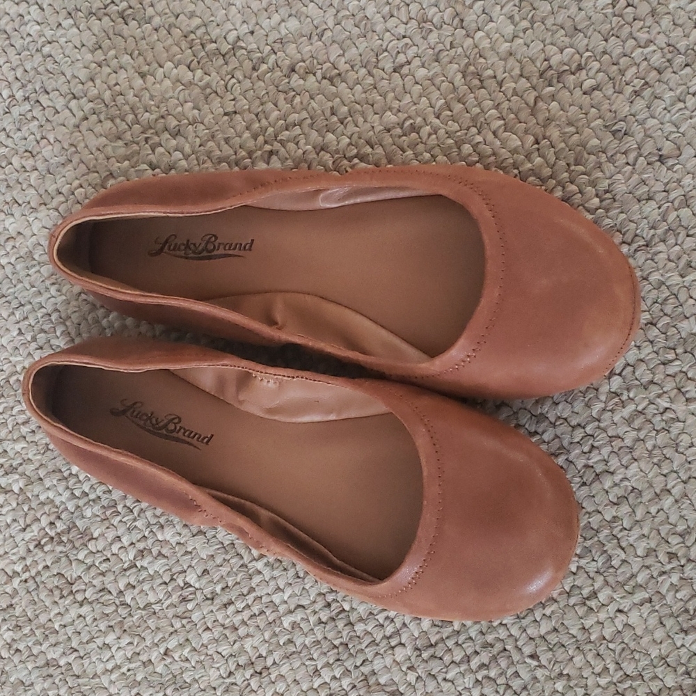 Lucky Brand Brown Leather Ballet Emmie Flats Womens 8 GUC